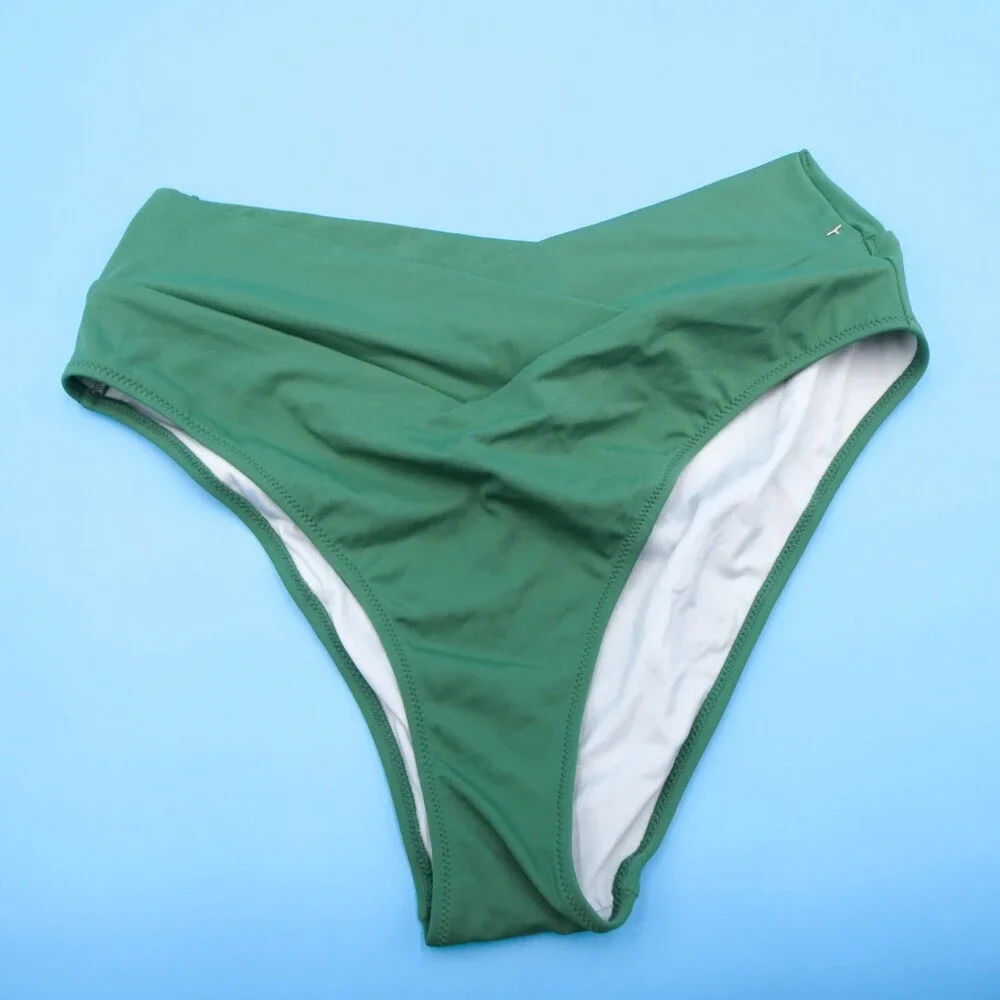 Victorias Secret XL Green Ruffle Hi-Waisted Brazilian Hipster Bikini Bottom Swim